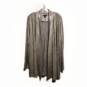Torrid Womens Open Front Dressy Metallic Silver Long Sleeve Cardigan Size 2